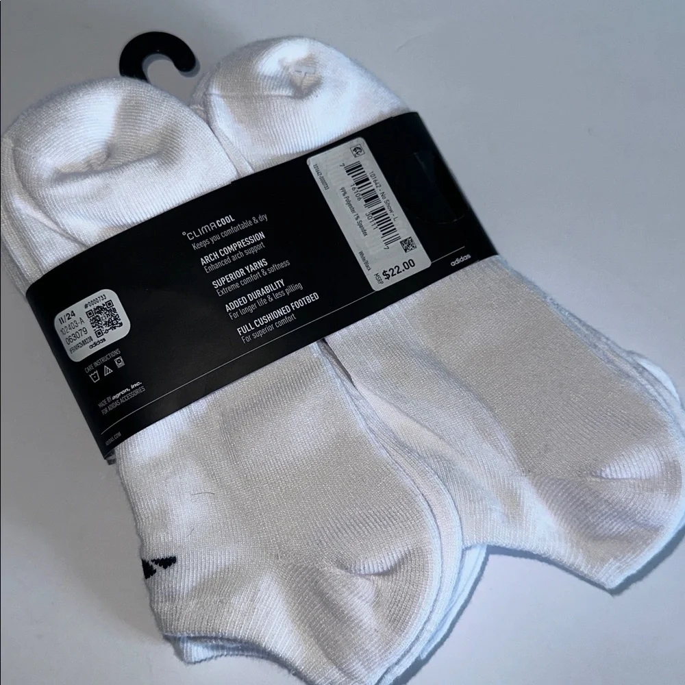 adidas Men's White Athletic no show Socks - 5 pairs